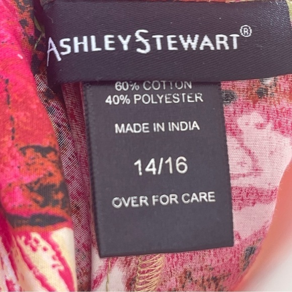 Ashley Stewart Boho Trop Print Wide Leg Ankle Puddle Hem Bag Waist Pants - Picture 10 of 12